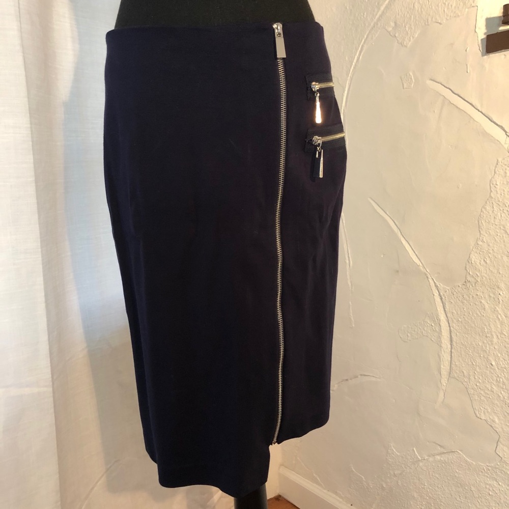 Vince Camino Navy Skirt with Zipper Details
